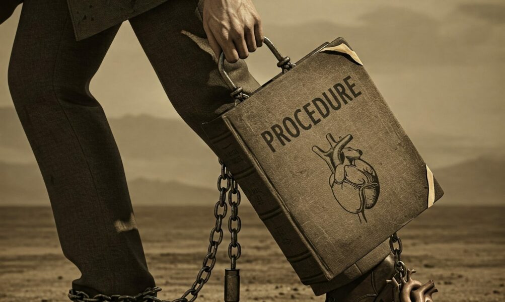 Hoe iemand tegen gehouden wordt door protocollen en procedures.